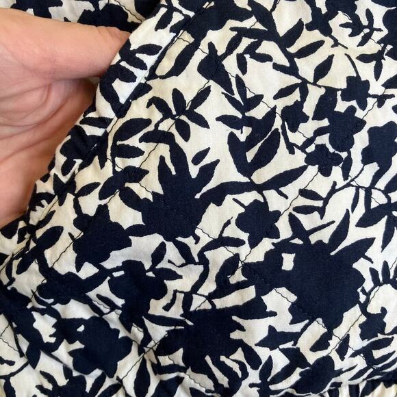 Old Navy Plus Size XXL Quilted Bomber Jacket Navy White Floral Comfy Ligthweight - Picture 14 of 16